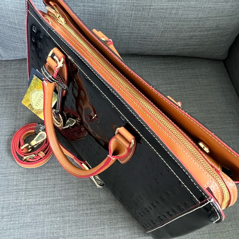 NWT ARCADIA PATENT LEATHER LARGE SATCHEL HANDBAG PURSE - Picture 4 of 16